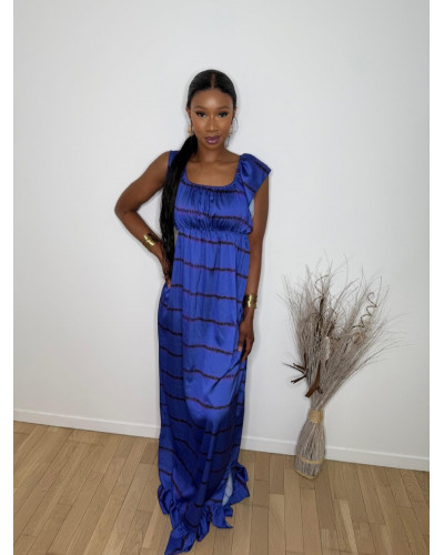 Robe longue en satin avec foulard assorti