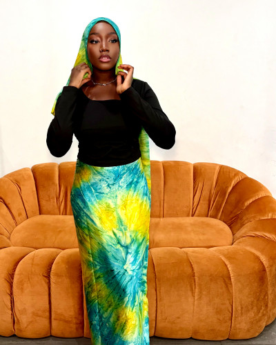 Pagne Lüwoma – Tie & Dye Vert/Bleu