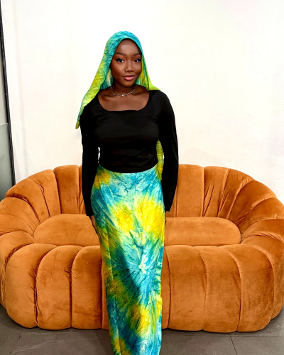 Pagne Lüwoma – Tie & Dye Vert/Bleu