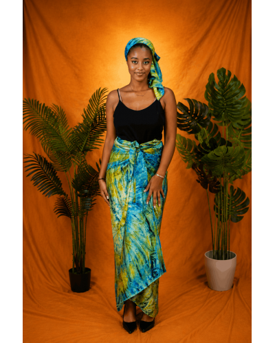 Pagne Lüwoma – Tie & Dye Vert/Bleu
