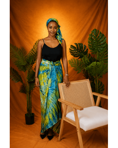Pagne Lüwoma – Tie & Dye Vert/Bleu